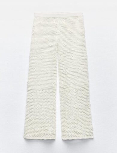 pantaloni bianchi crochet zara