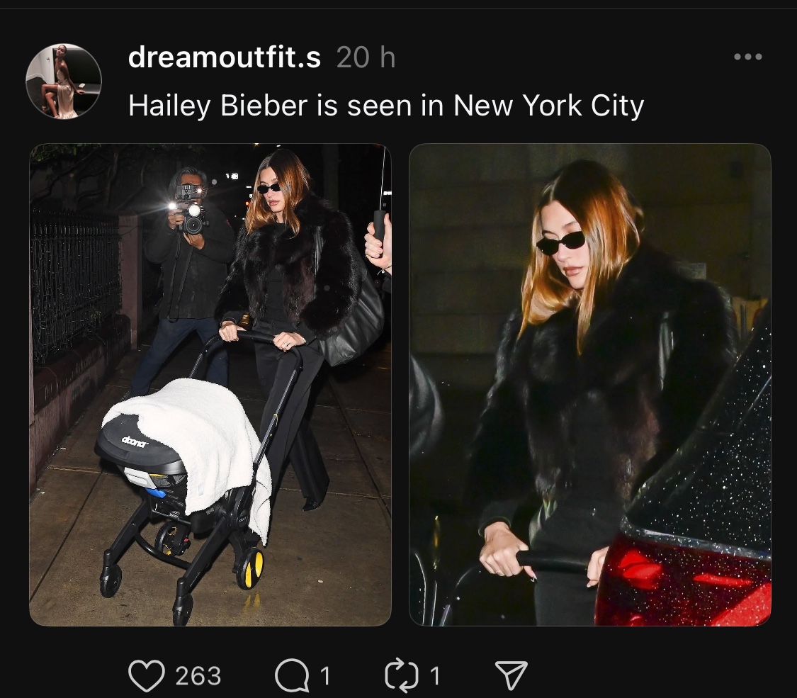 Hailey Biber avvistata a New York con il perfetto look da Mamma in carriera